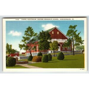 Chapel Auditorium Eastern Mennonite School Harrisonburg Virginia Postcard Linen